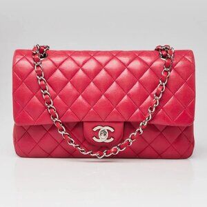 Chanel Pink Quilted Lambskin Leather Classic Medium Double Flap Bag